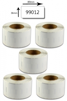 5x Rollen Etiketten kompatibel für Dymo 99012 S0722400 89x36mm SET